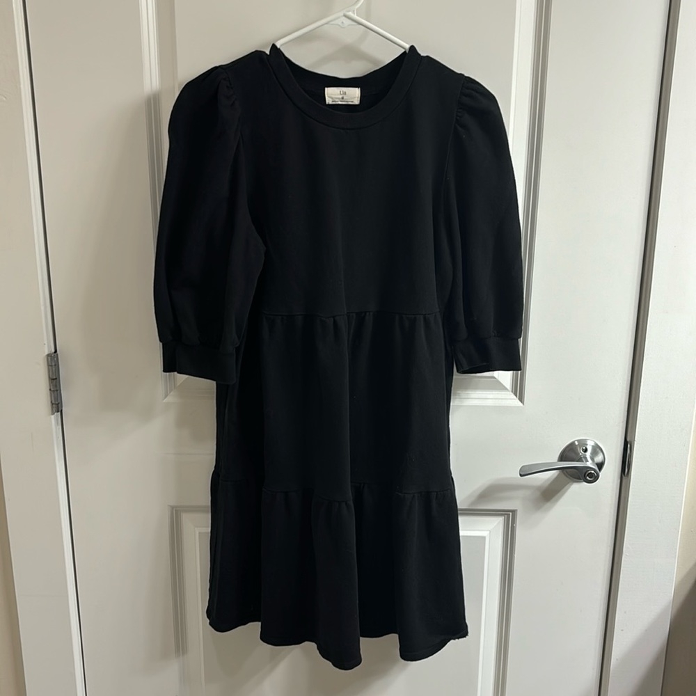 Black tla puff sleeve mini dress